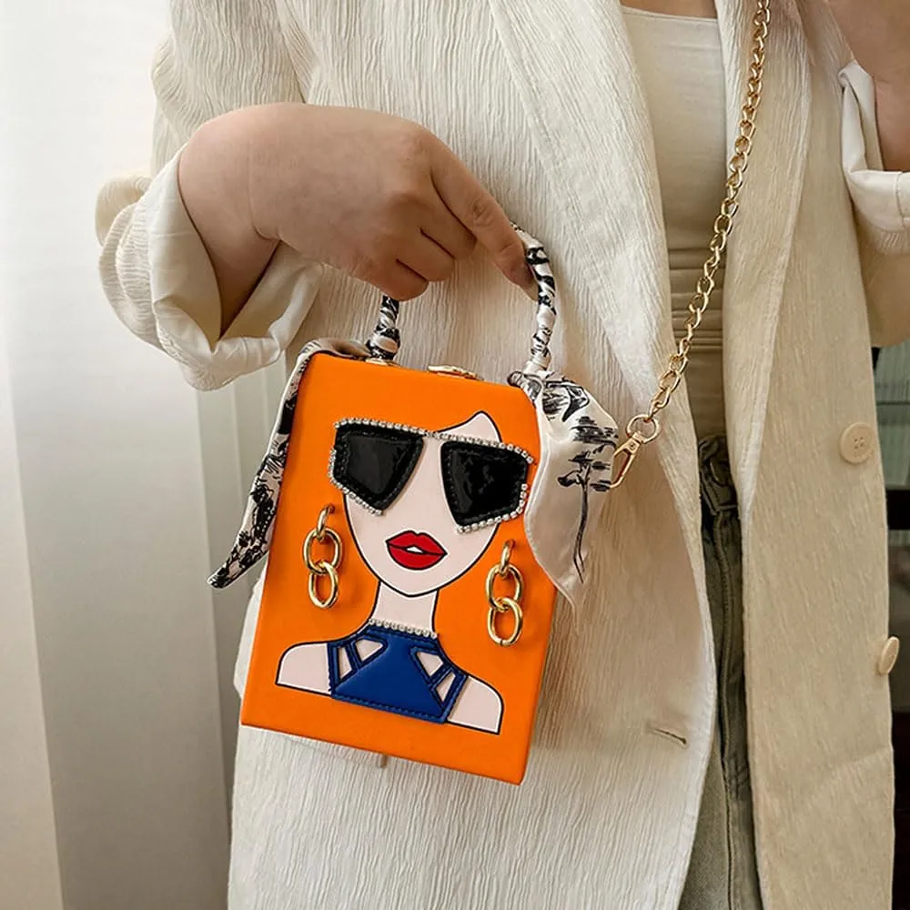 Novelty Unique 3D Lady Face PU Leather Top Handle Satchel Handbags for Women Funky Tote Purse Hobo Crossbody Shoulder bags