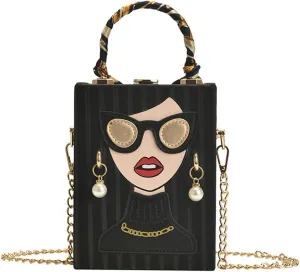 Novelty Unique 3D Lady Face PU Leather Top Handle Satchel Handbags for Women Funky Tote Purse Hobo Crossbody Shoulder bags