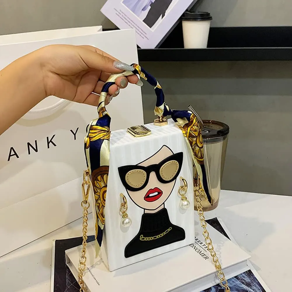 Novelty Unique 3D Lady Face PU Leather Top Handle Satchel Handbags for Women Funky Tote Purse Hobo Crossbody Shoulder bags