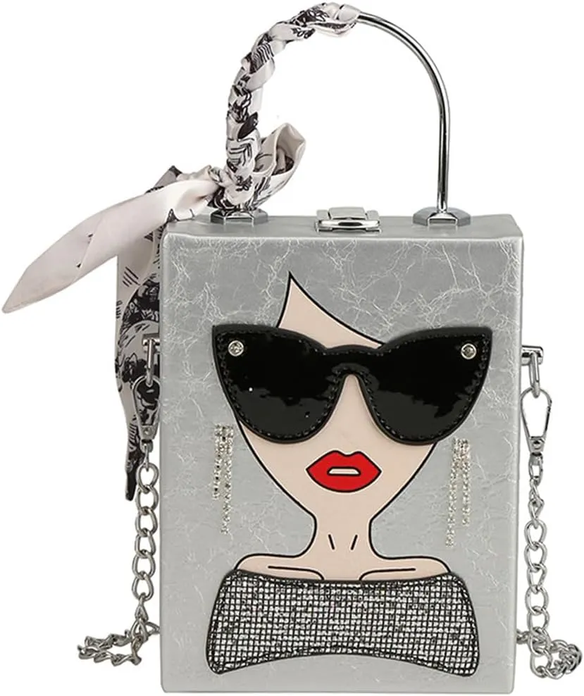 Novelty Unique 3D Lady Face PU Leather Top Handle Satchel Handbags for Women Funky Tote Purse Hobo Crossbody Shoulder bags