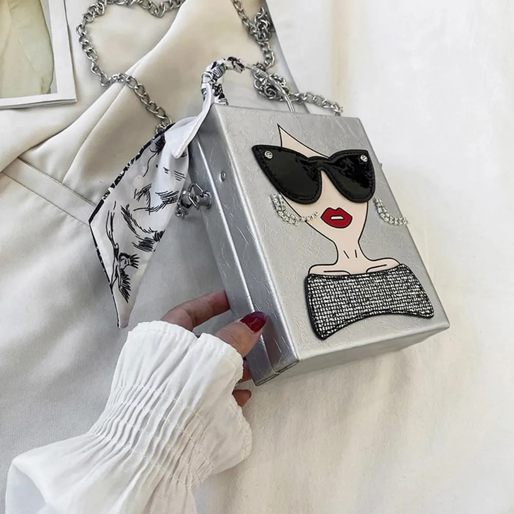 Novelty Unique 3D Lady Face PU Leather Top Handle Satchel Handbags for Women Funky Tote Purse Hobo Crossbody Shoulder bags