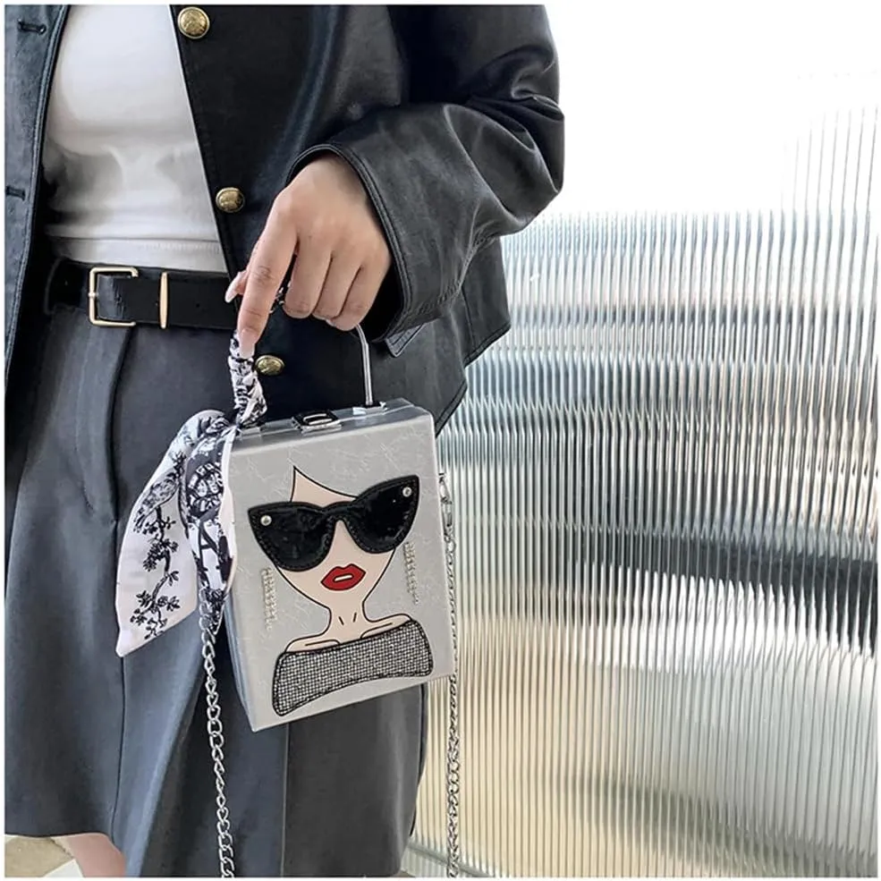 Novelty Unique 3D Lady Face PU Leather Top Handle Satchel Handbags for Women Funky Tote Purse Hobo Crossbody Shoulder bags