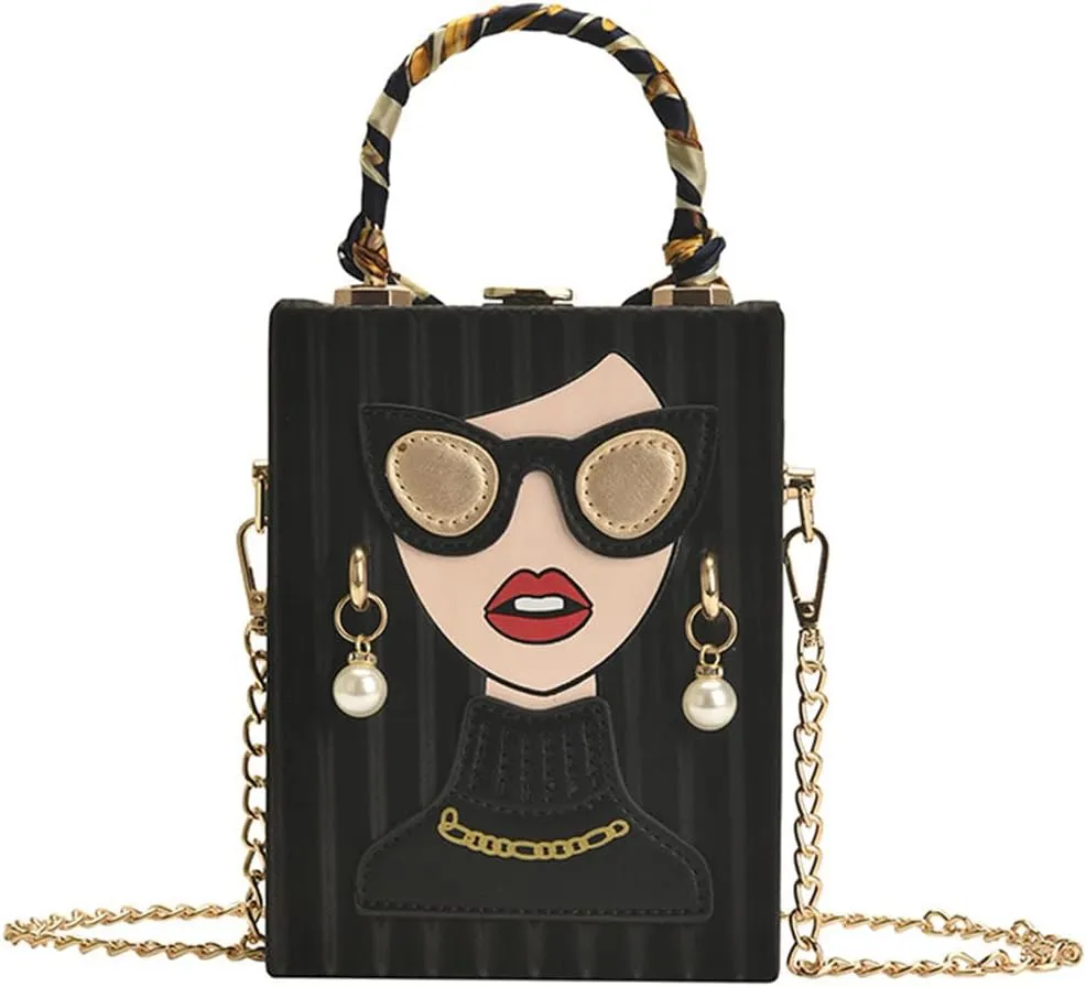 Novelty Unique 3D Lady Face PU Leather Top Handle Satchel Handbags for Women Funky Tote Purse Hobo Crossbody Shoulder bags