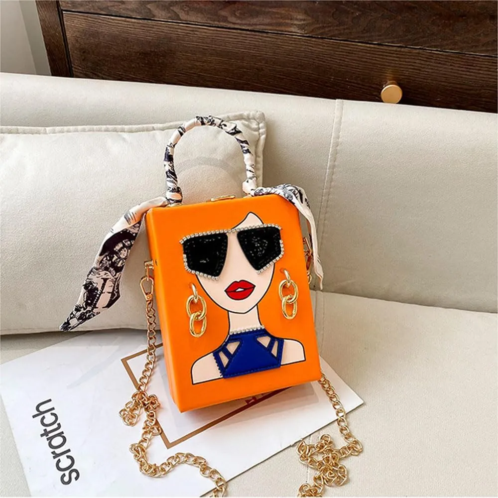 Novelty Unique 3D Lady Face PU Leather Top Handle Satchel Handbags for Women Funky Tote Purse Hobo Crossbody Shoulder bags