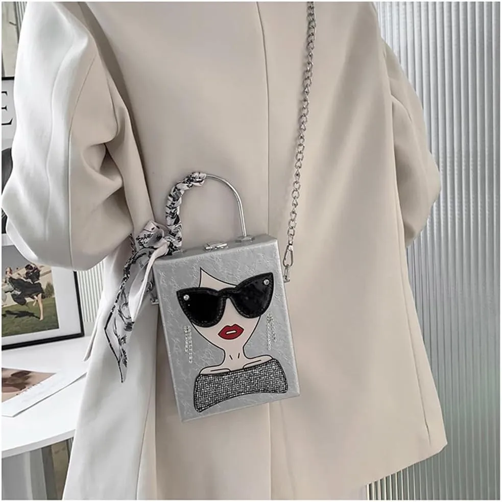 Novelty Unique 3D Lady Face PU Leather Top Handle Satchel Handbags for Women Funky Tote Purse Hobo Crossbody Shoulder bags