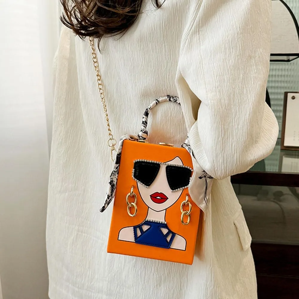 Novelty Unique 3D Lady Face PU Leather Top Handle Satchel Handbags for Women Funky Tote Purse Hobo Crossbody Shoulder bags