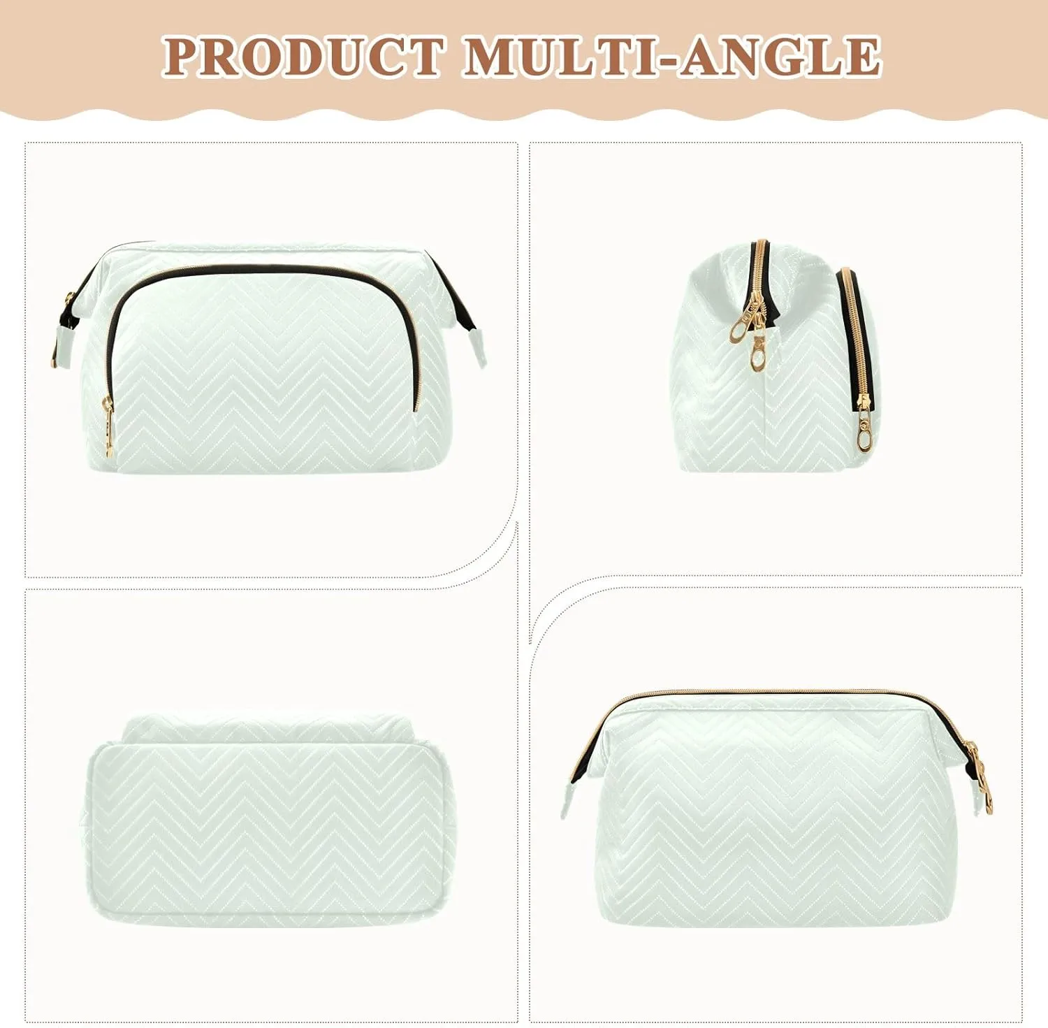 ODAWA Large Capacity Makeup Bag Honeydew Travel Cosmetic Organizer Toiletry Bag with 9-Piece Accessory Set, Roomy Cosmetic Bag for Women and Girls