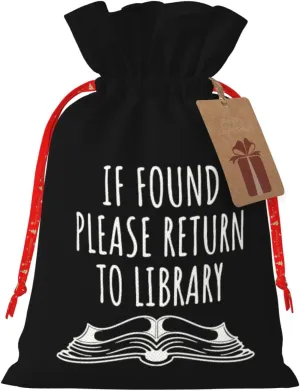 OKLRYNBV When in Doubt Go to The Library Drawstring Gift Bags Christmas Gift Santa Claus Gift Bag