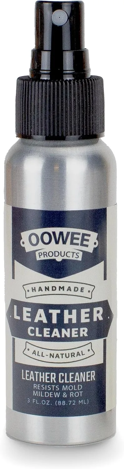 Oowee Leather Cleaner – Delicate-Safe Leather Care Spray for Shoes, Upholstery, Furniture, Bags, & More – Handmade & All-Natural – Quick Dry, Compact Bottle (3 fl oz)