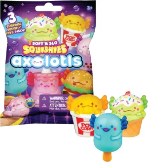 ORB Arcade Soft n' Slo Axolotl Squishies Blind Bag 4 Pack - 4 Blind Bags, Each w/ 3 Assorted Slow Rising Axolotl Kawaii Squishies - Kids Toys for Party Favors, Birthday Gifts, Stocking Stuffers