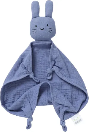 Organic Cotton Bunny Loveys for Babies,Newborn Baby Lovey Security Blanket,Lovies for Babies New Born Baby Unique Neutral Gifts Boys and Girls (Bunny-Blue)