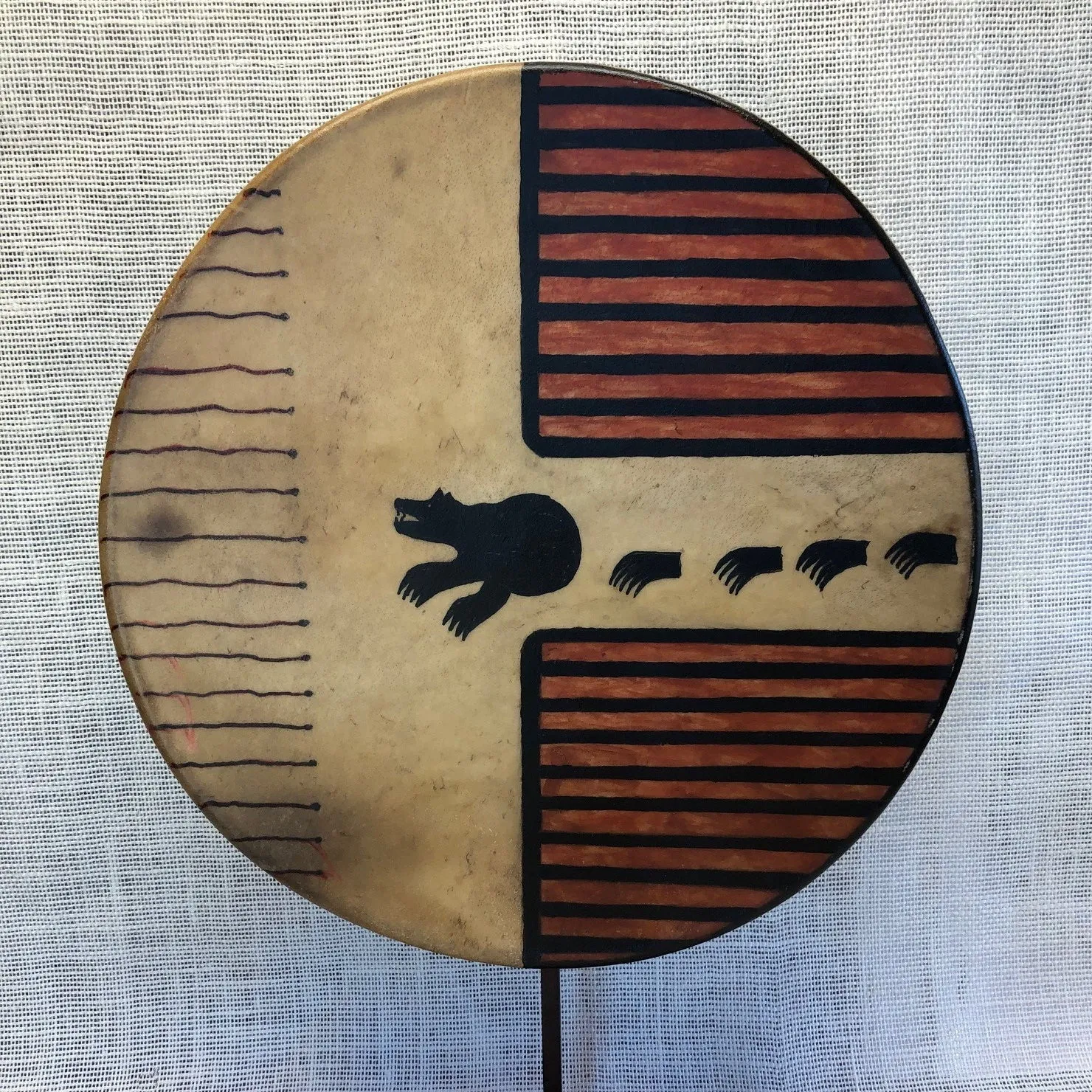 Painted 15" Elk Hide Drum - Bear