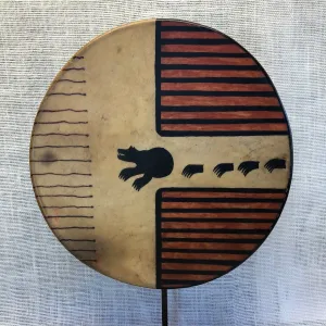 Painted 15" Elk Hide Drum - Bear