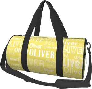 Pale Yellow Personalized Duffle Bag for Women Men Custom Sports Gym Dance Bag with Name Customize Cheer Bags for Travel Yoga Ballet Cheerleader Overnight Weekender Handbag