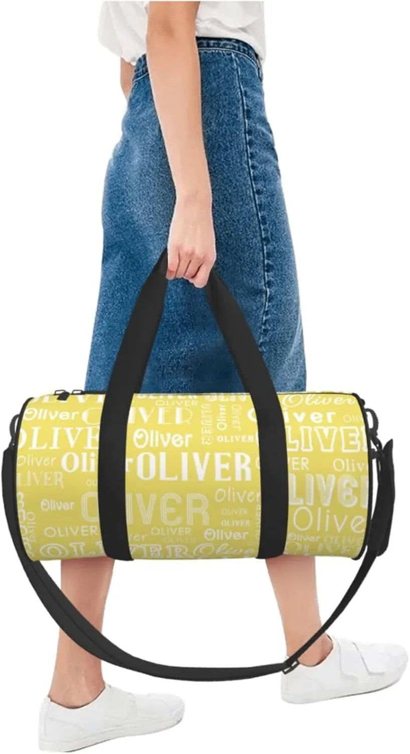 Pale Yellow Personalized Duffle Bag for Women Men Custom Sports Gym Dance Bag with Name Customize Cheer Bags for Travel Yoga Ballet Cheerleader Overnight Weekender Handbag
