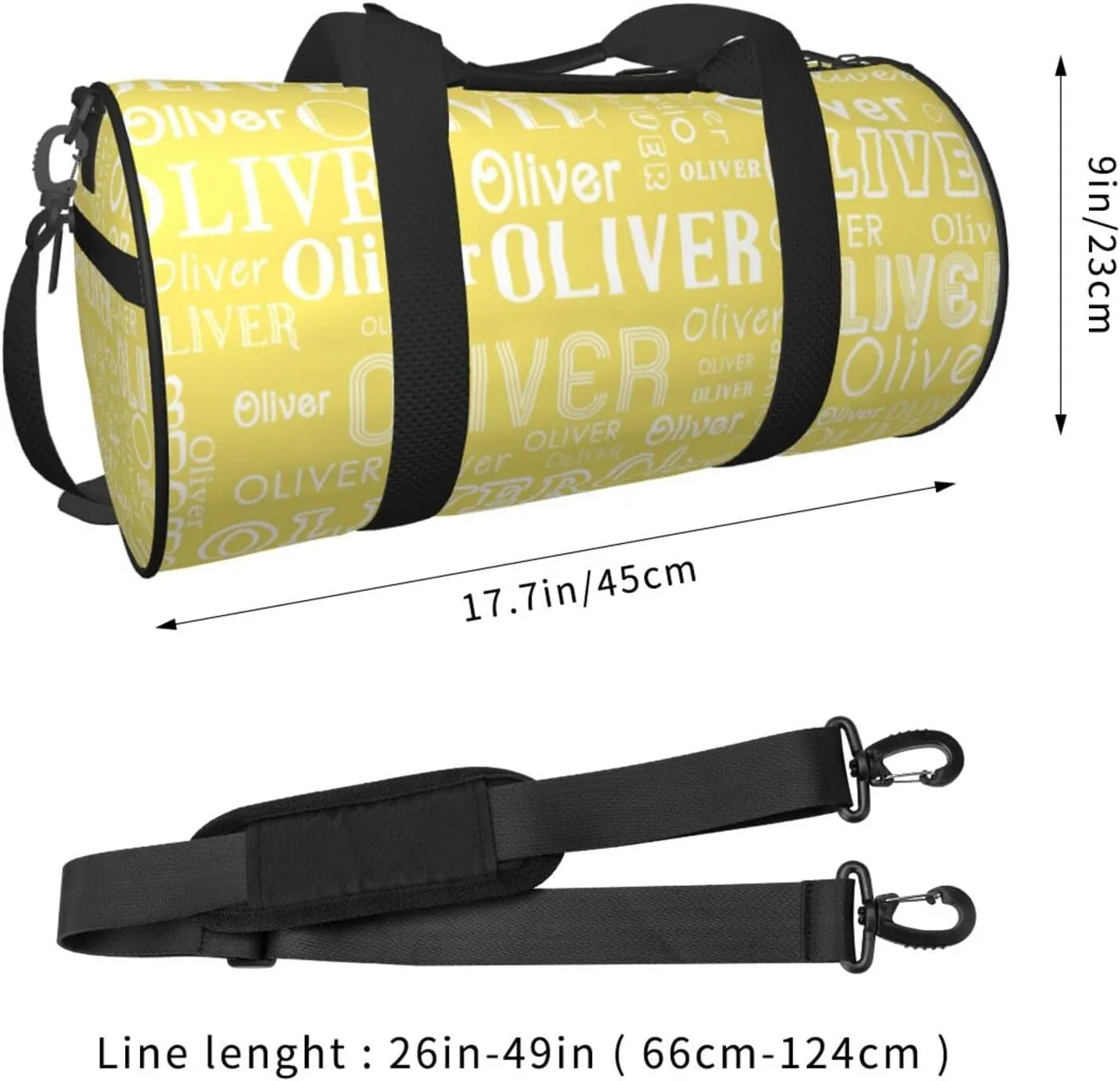 Pale Yellow Personalized Duffle Bag for Women Men Custom Sports Gym Dance Bag with Name Customize Cheer Bags for Travel Yoga Ballet Cheerleader Overnight Weekender Handbag