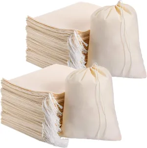Pangda 100 Pieces Drawstring Cotton Bags Muslin Bags for Storage, Teas, Spices, Soaps, Candy, Jewellery, Wedding Party Favors and DIY Craft Home Decor (8 x 10 Inches)