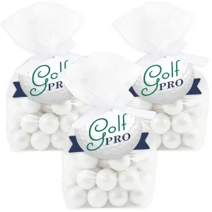 Par-Tee Time - Golf - Birthday or Retirement Party Clear Goodie Favor Bags - Treat Bags With Tags - Set of 12
