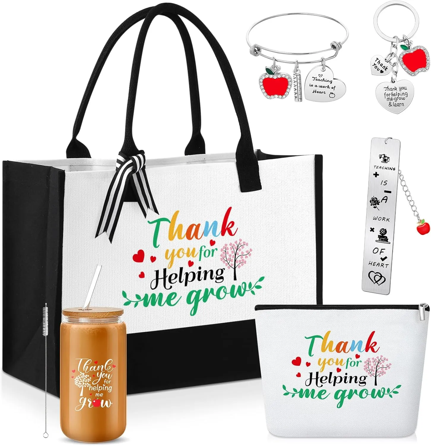 Paterr 6 Pcs Teacher Appreciation Gifts for Women Thank You Inspirational Gifts in Bulk for Teacher Mentor Parents Tote Bags