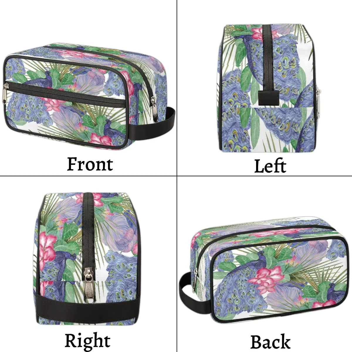 Peacocks Pattern Travel Toiletry Bag for Women Men Small Cosmetic Makeup Organizer Water Resistant Shaving Bag Portable Make Up Bag Storage Bags with Handle