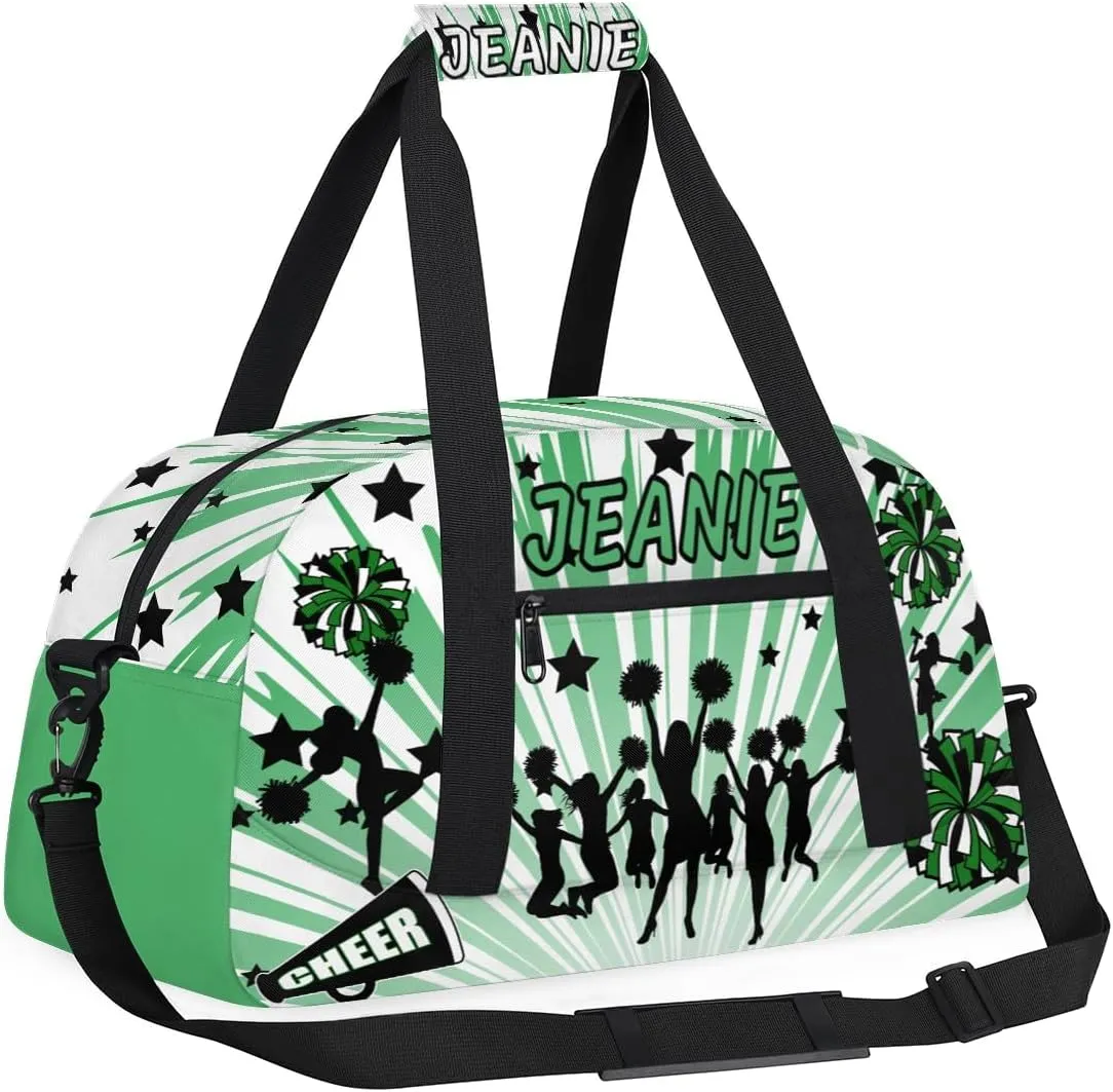 Personalize Cheer Duffel Bags with Custom Name & Text Sport Dance Gym Bags Garment Bags for Girls Kids Cheerleaders Overnight Weekender Travel Indigo Glow 2