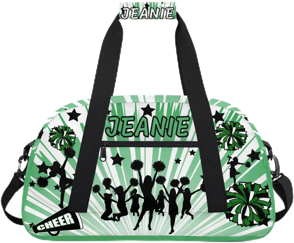 Personalize Cheer Duffel Bags with Custom Name & Text Sport Dance Gym Bags Garment Bags for Girls Kids Cheerleaders Overnight Weekender Travel Indigo Glow 2