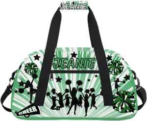 Personalize Cheer Duffel Bags with Custom Name & Text Sport Dance Gym Bags Garment Bags for Girls Kids Cheerleaders Overnight Weekender Travel Indigo Glow 2