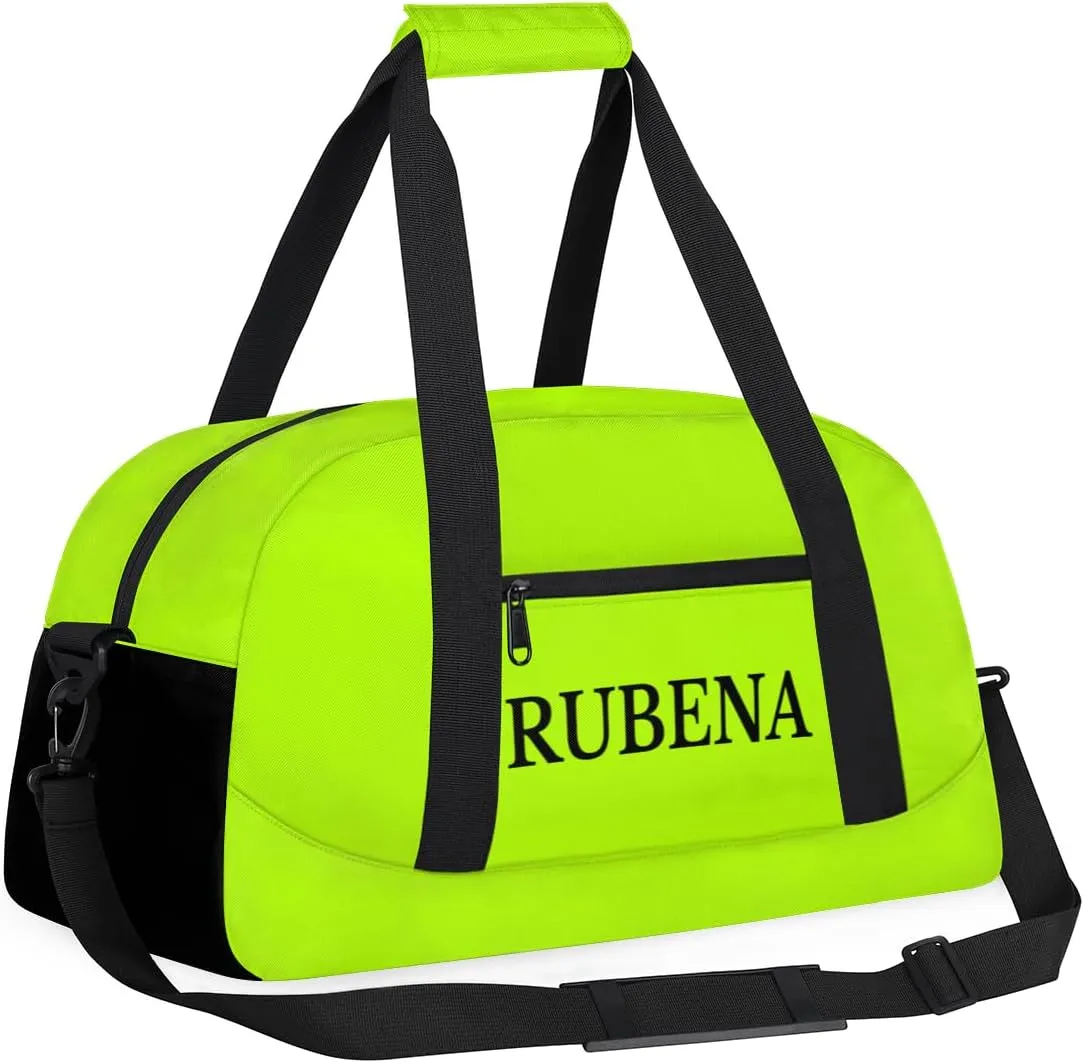 Personalize-Kids-Duffel-Bags With Custom Name Text Carry-On Overnight Travel Gym Lightweight Dance Sports Bags For Girls Boys Kids,Brilliant Cyan
