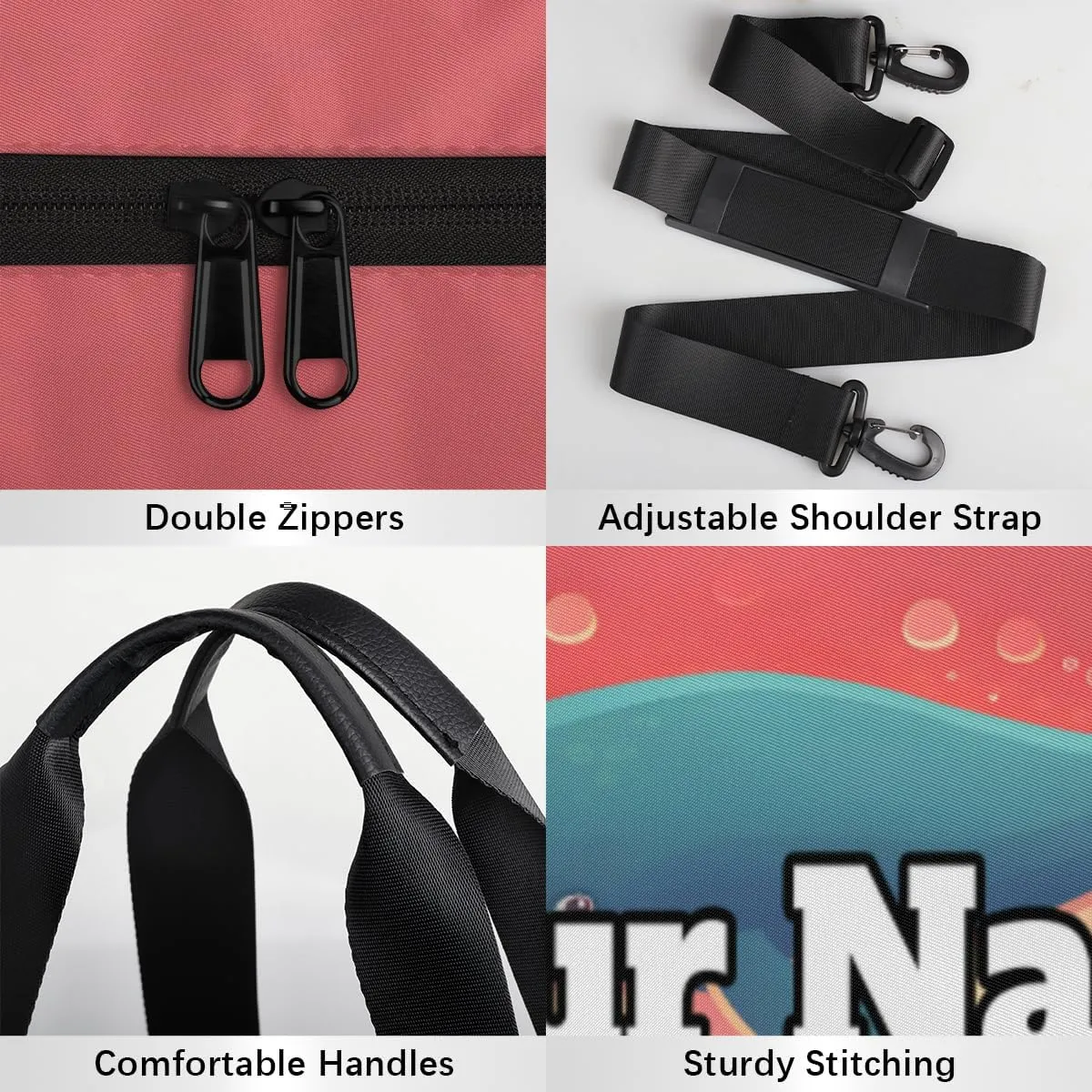 Personalized Animal Sport Gym Bag, Custom Name Duffel Bags for Men, Waterproof Custom Sport Duffel Bag, Gymnastics Dance, Whale