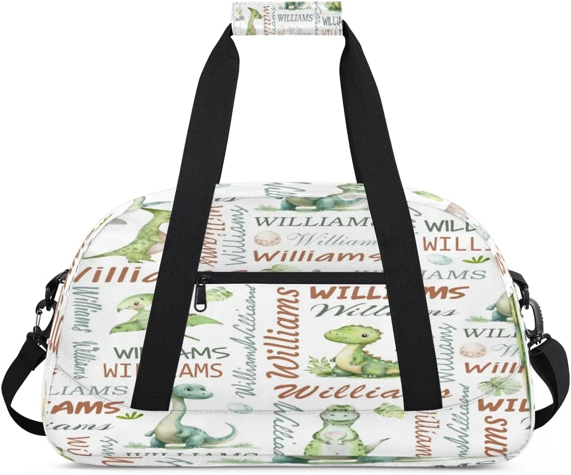 Personalized Animals Dinosaurs Sports Duffel Bag for Women Men, Custom Travel Gym Bags Birthday Gifts with Name, Animals Dinosaurs Overnight Weekender Bag
