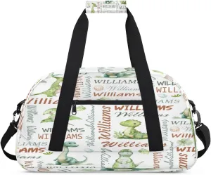 Personalized Animals Dinosaurs Sports Duffel Bag for Women Men, Custom Travel Gym Bags Birthday Gifts with Name, Animals Dinosaurs Overnight Weekender Bag