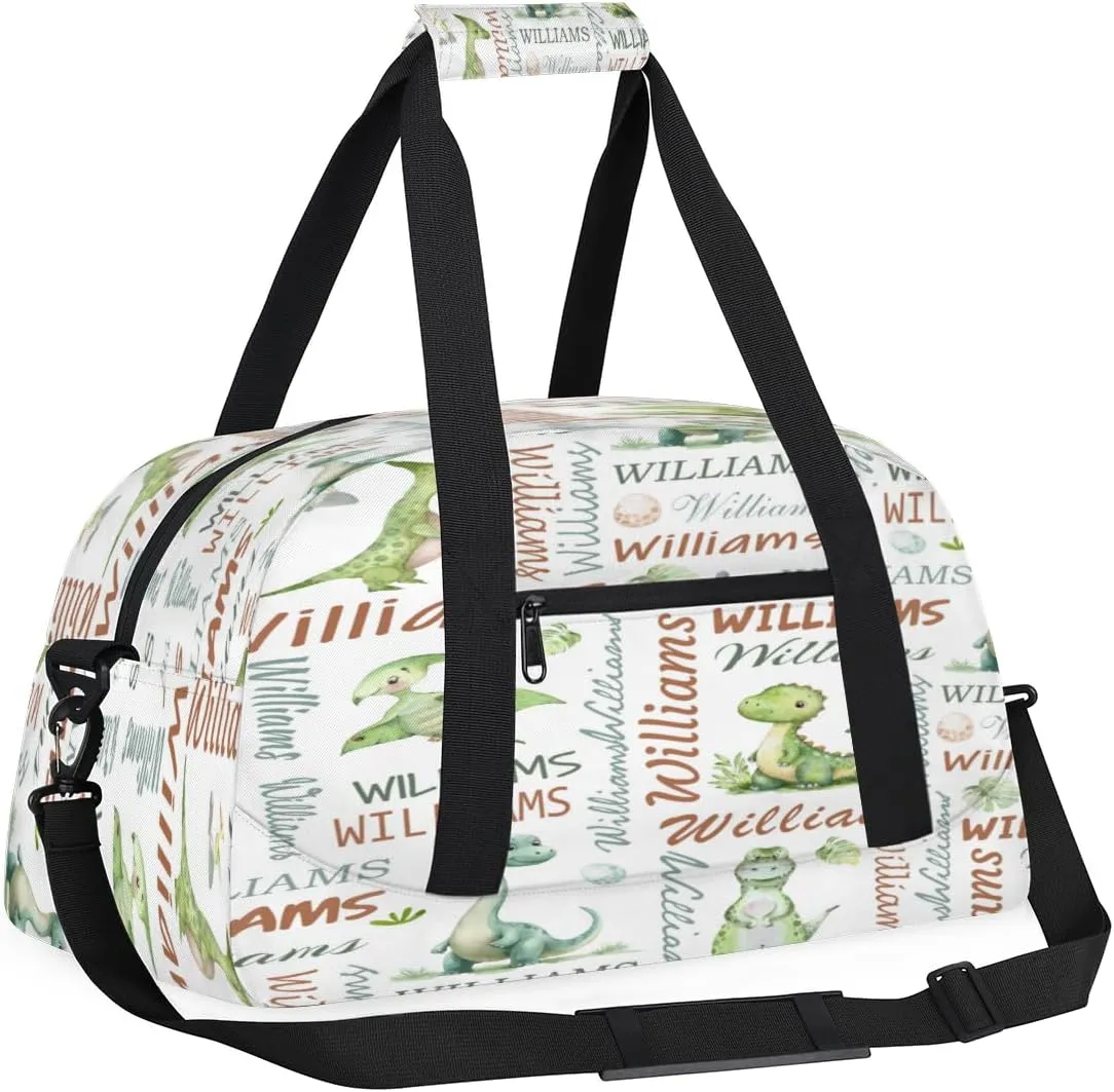 Personalized Animals Dinosaurs Sports Duffel Bag for Women Men, Custom Travel Gym Bags Birthday Gifts with Name, Animals Dinosaurs Overnight Weekender Bag