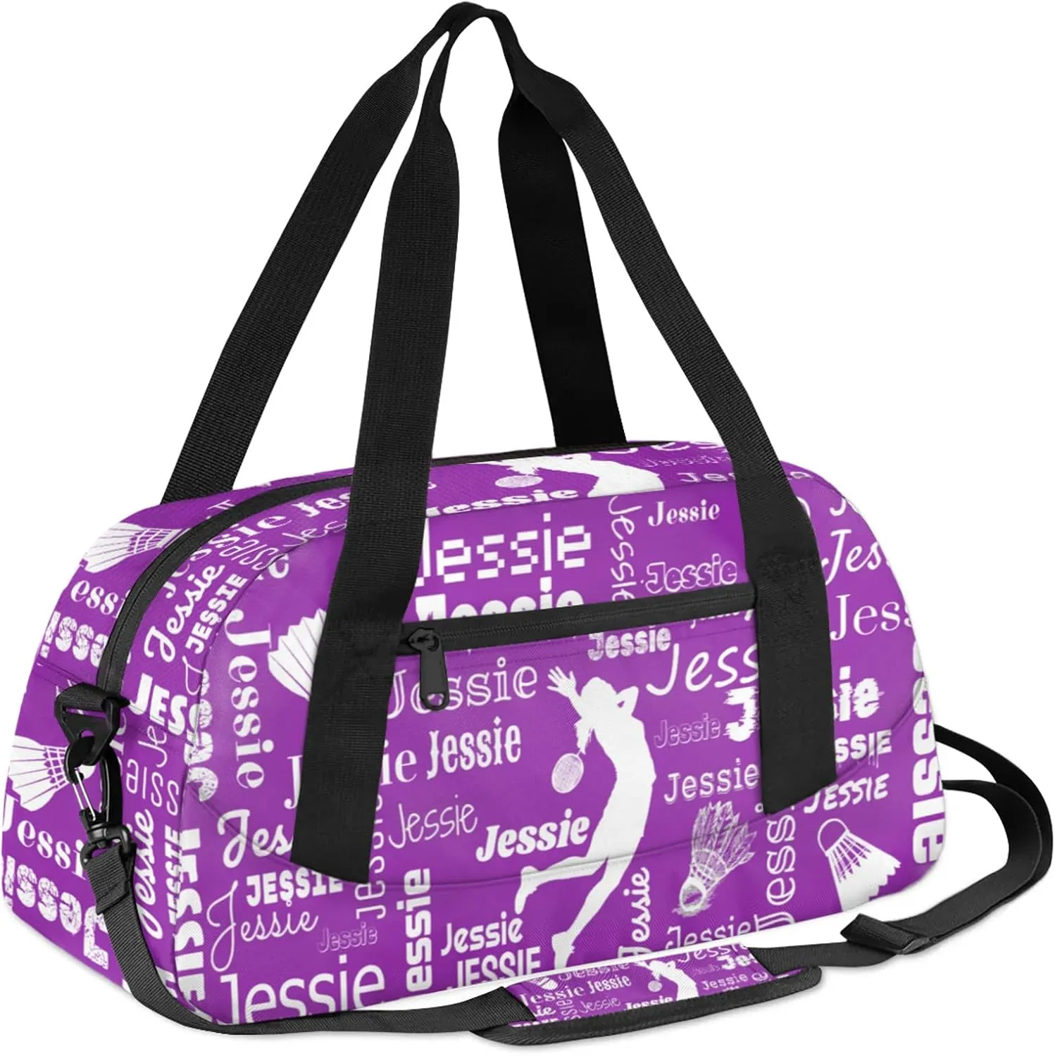 Personalized Badminton Sport Duffel Bag Custom Sports Bag Travel Overnight Shoulder Bags Customized Gifts for Women Men, Dark Purple