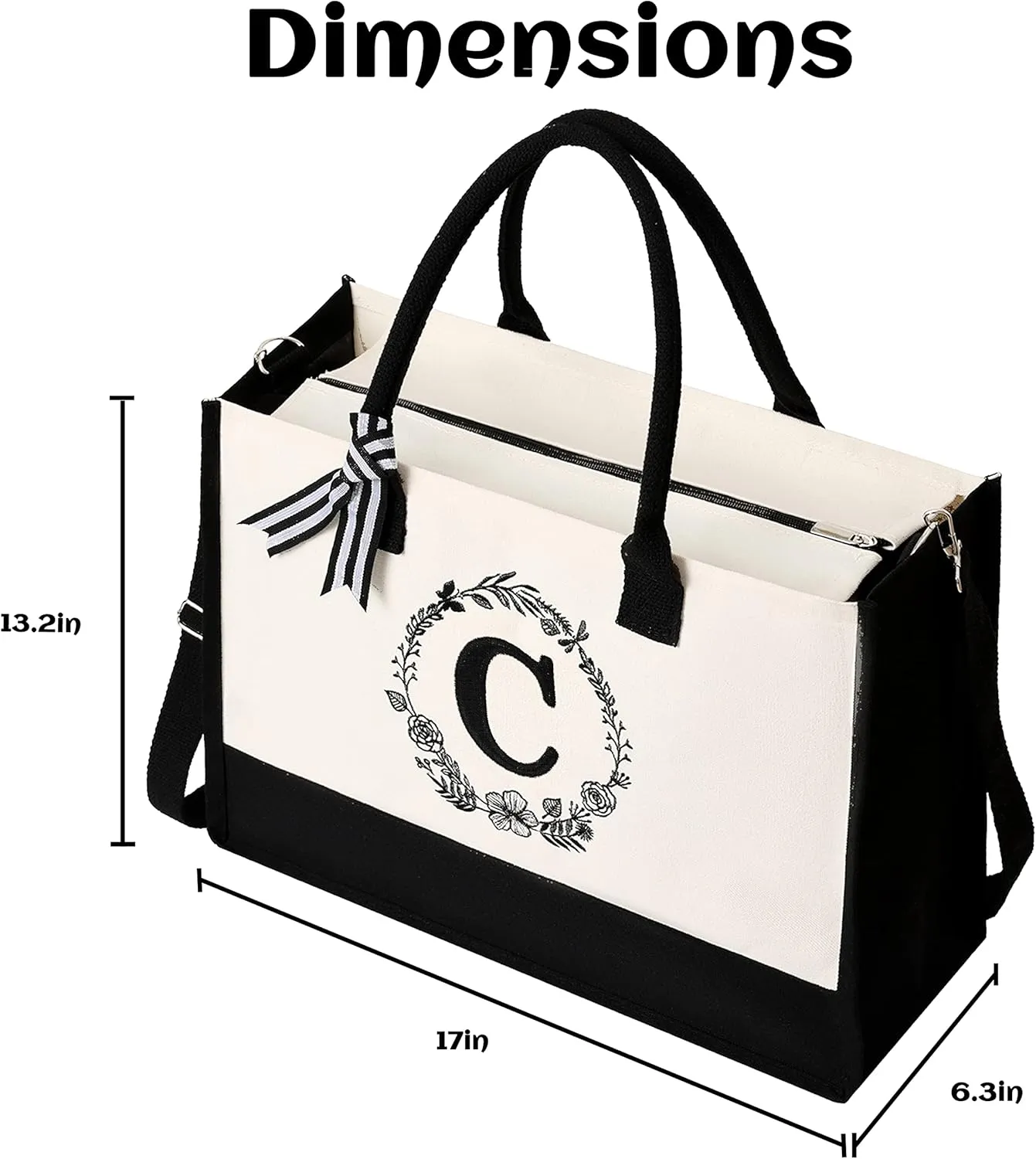 personalized bags for women,Tote Bag For Women,Initial Tote Bag For Women With Zipper