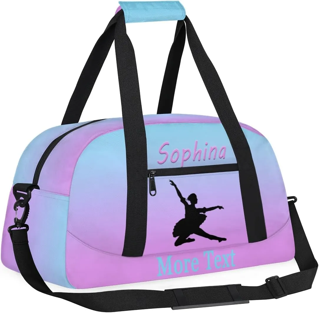 Personalized ballet Bag with Name Custom Sport Duffle Bag Overnight Bag Sleepover bag travel bag Weekender Bags Workout Bag for Dance ballet Gift purple blue ballet