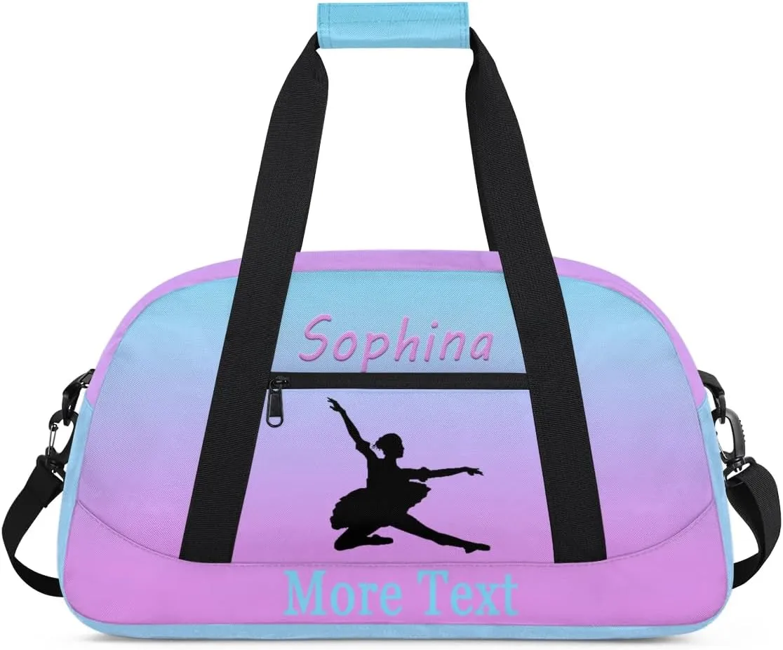 Personalized ballet Bag with Name Custom Sport Duffle Bag Overnight Bag Sleepover bag travel bag Weekender Bags Workout Bag for Dance ballet Gift purple blue ballet