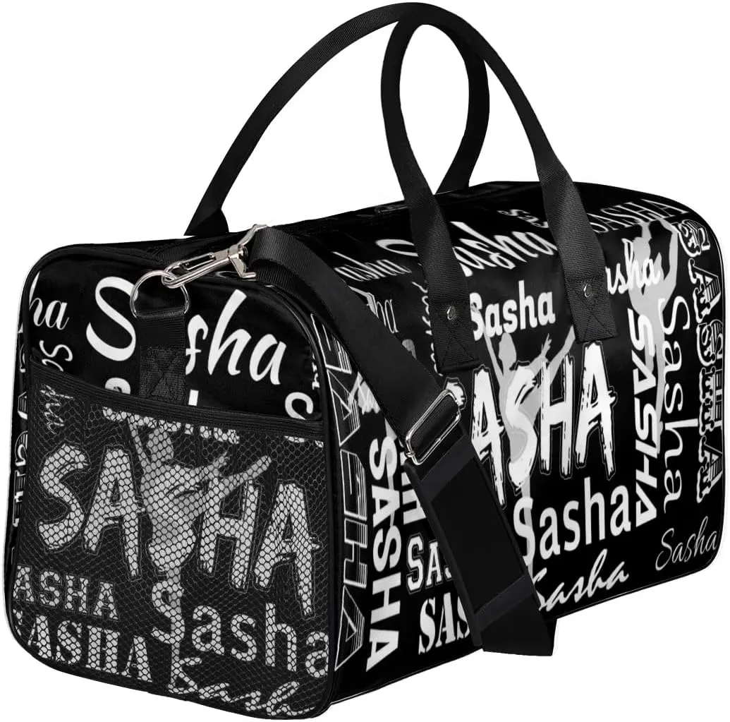 Personalized Ballet Dance Bags, Custom Travel Duffle Bag Custom Gym Bag Dancer Bag Customized Sport Bag with Name, Overnight Weekender Bags, Black