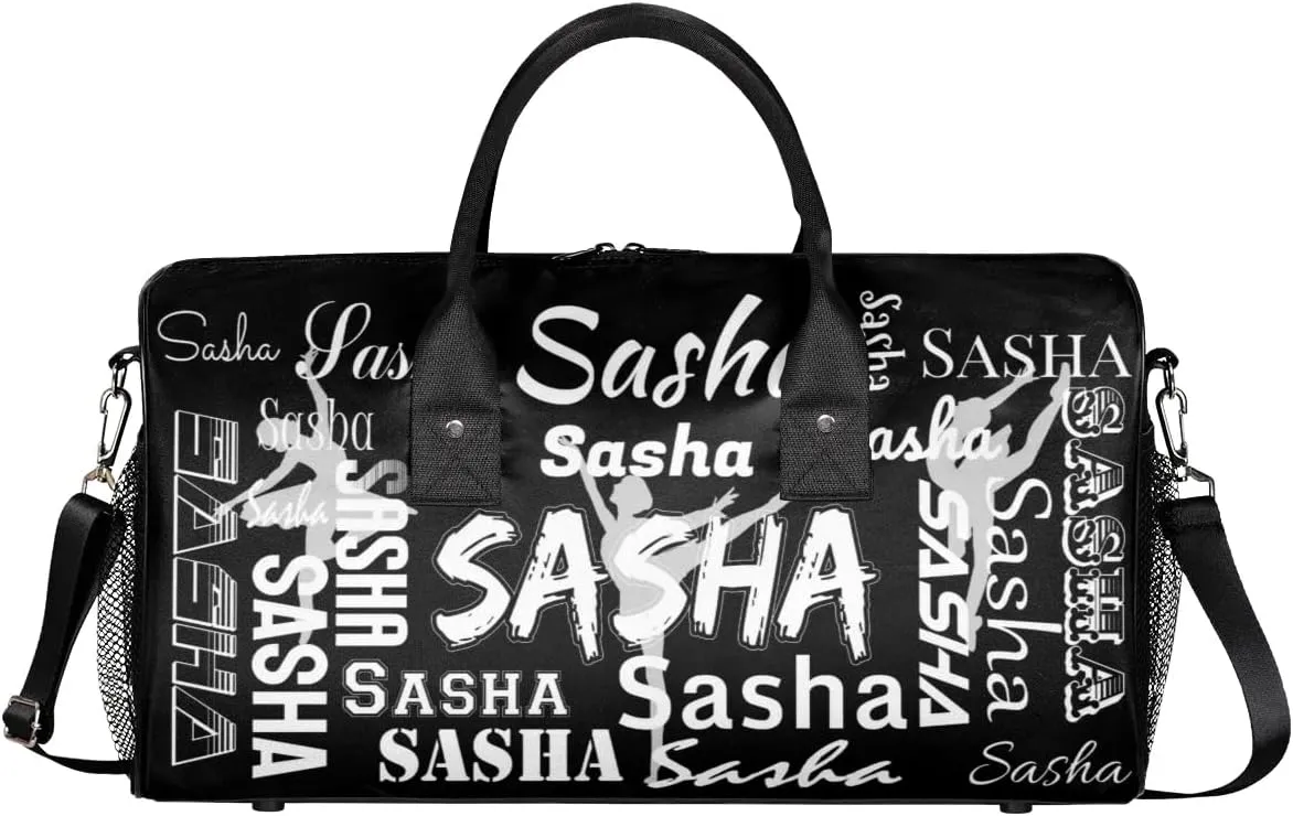 Personalized Ballet Dance Bags, Custom Travel Duffle Bag Custom Gym Bag Dancer Bag Customized Sport Bag with Name, Overnight Weekender Bags, Black