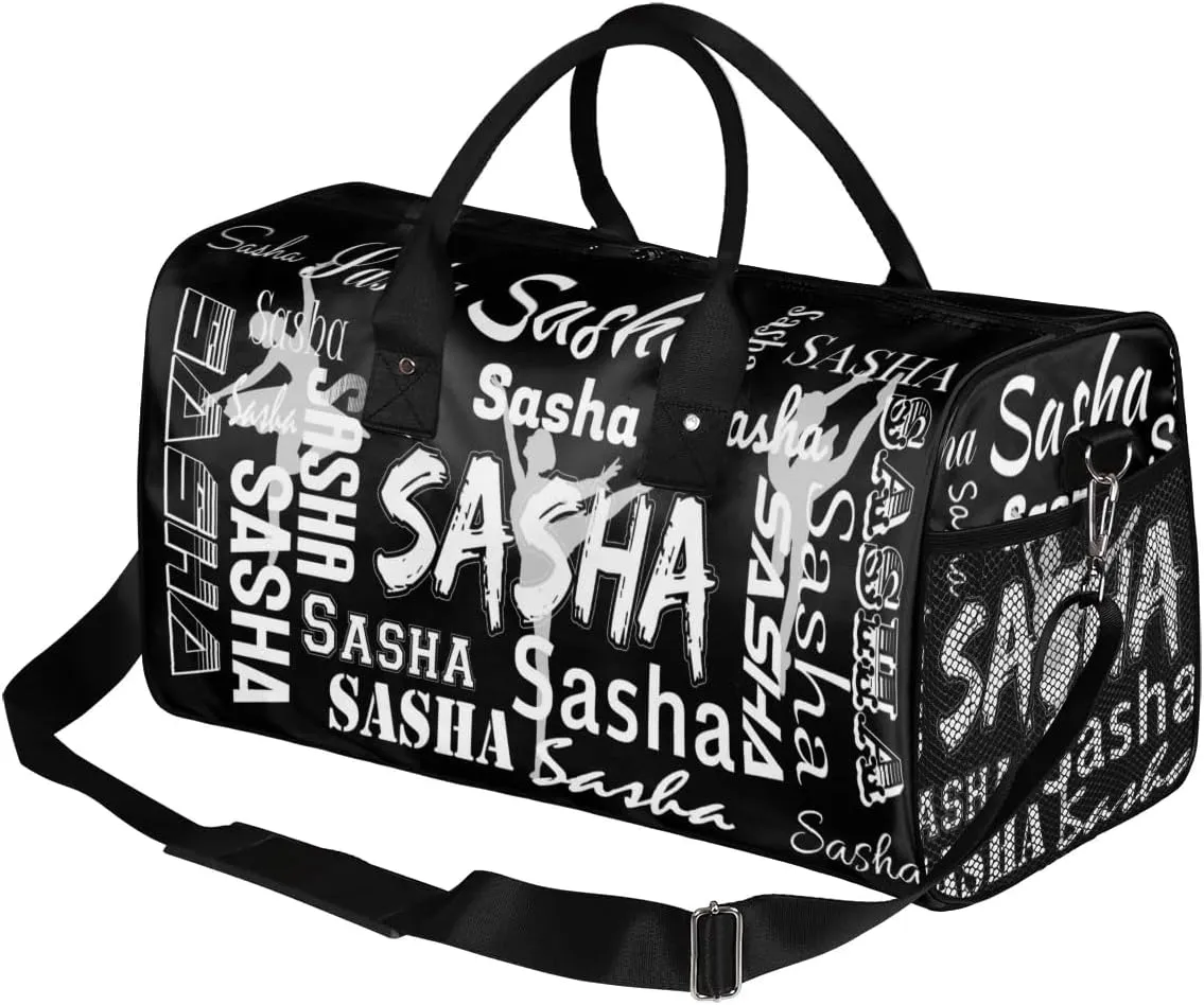 Personalized Ballet Dance Bags, Custom Travel Duffle Bag Custom Gym Bag Dancer Bag Customized Sport Bag with Name, Overnight Weekender Bags, Black