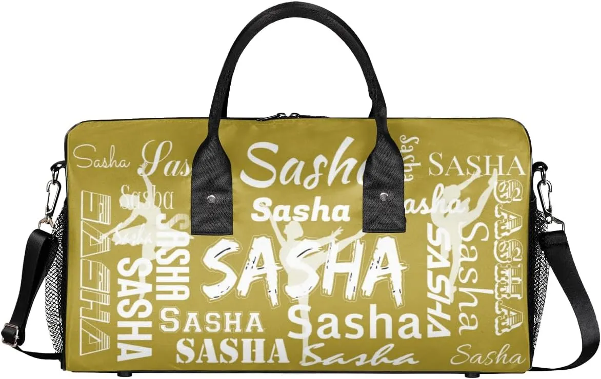 Personalized Ballet Dance Bags, Custom Travel Duffle Bag Custom Gym Bag Dancer Bag Customized Sport Bag with Name, Overnight Weekender Bags, Brown