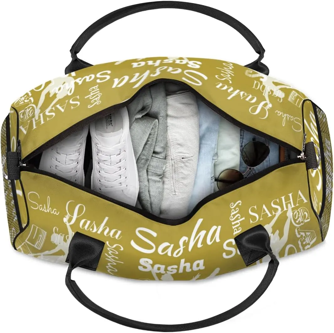 Personalized Ballet Dance Bags, Custom Travel Duffle Bag Custom Gym Bag Dancer Bag Customized Sport Bag with Name, Overnight Weekender Bags, Brown
