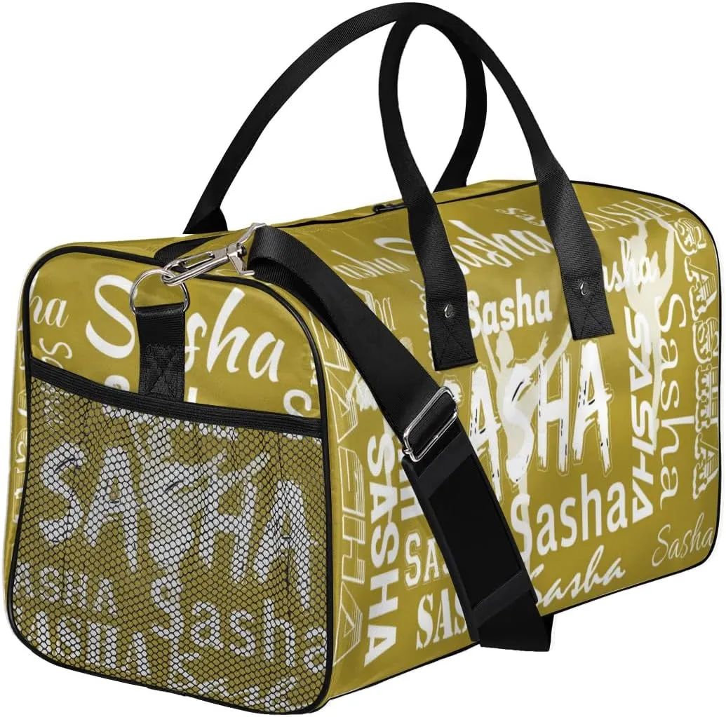 Personalized Ballet Dance Bags, Custom Travel Duffle Bag Custom Gym Bag Dancer Bag Customized Sport Bag with Name, Overnight Weekender Bags, Brown