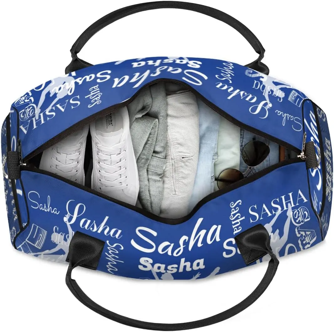 Personalized Ballet Dance Bags, Custom Travel Duffle Bag Custom Gym Bag Dancer Bag Customized Sport Bag with Name, Overnight Weekender Bags, Cobalt Blue