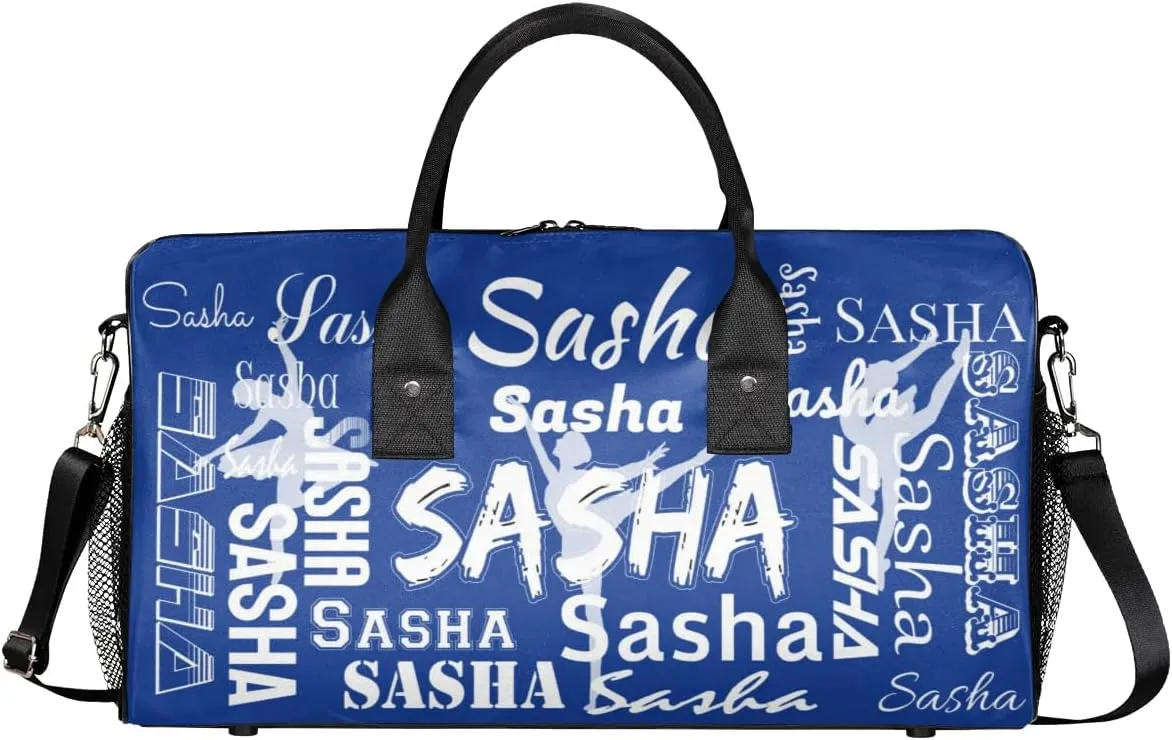 Personalized Ballet Dance Bags, Custom Travel Duffle Bag Custom Gym Bag Dancer Bag Customized Sport Bag with Name, Overnight Weekender Bags, Cobalt Blue