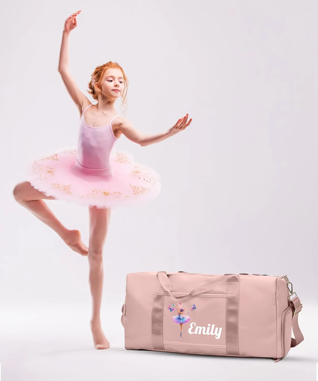 Personalized Ballet Duffle Bag for Women, Girls - Custom Duffel Bag - Different Color & Design Options - Pink