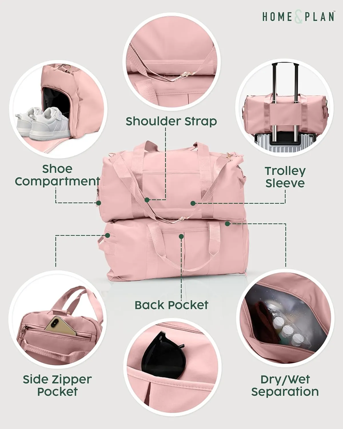 Personalized Ballet Duffle Bag for Women, Girls - Custom Duffel Bag - Different Color & Design Options - Pink