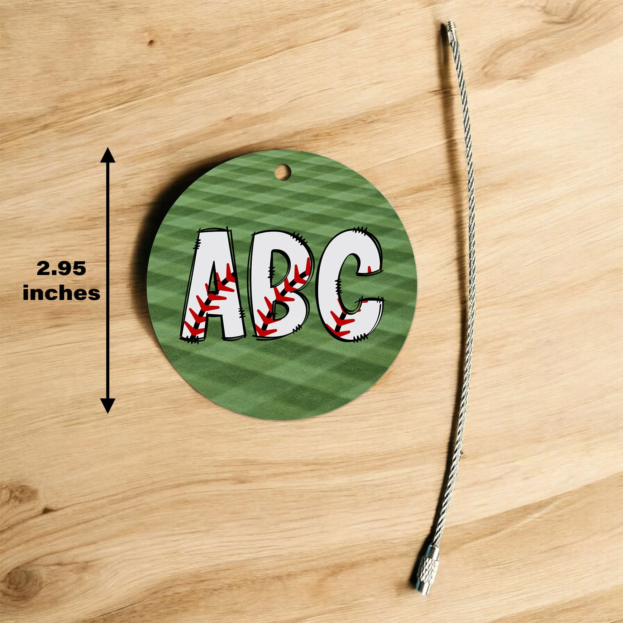 Personalized Baseball Sports Bag Tag with Vibrant Doodle Design - Custom Monogram Letter for Gear, Luggage, and Backpacks