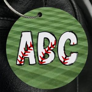 Personalized Baseball Sports Bag Tag with Vibrant Doodle Design - Custom Monogram Letter for Gear, Luggage, and Backpacks