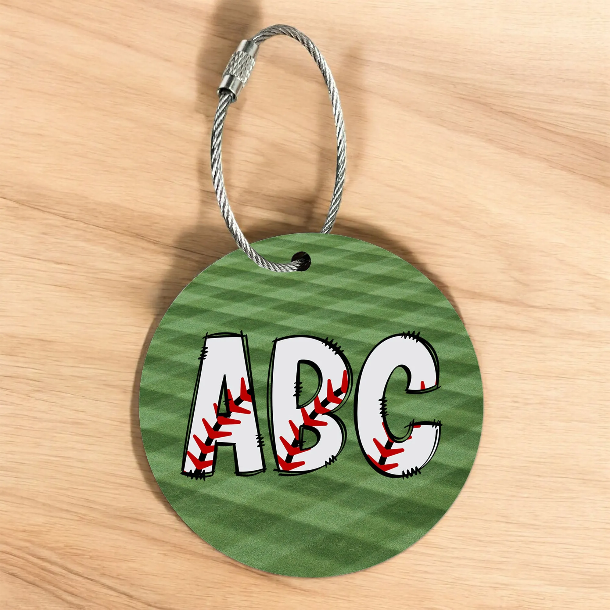 Personalized Baseball Sports Bag Tag with Vibrant Doodle Design - Custom Monogram Letter for Gear, Luggage, and Backpacks