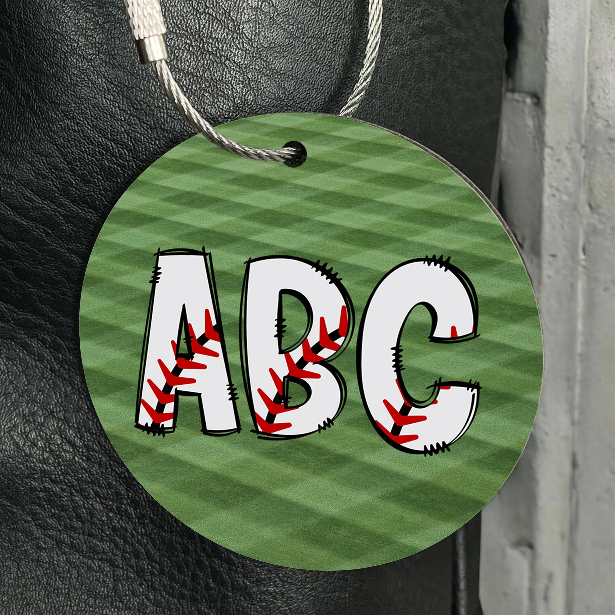 Personalized Baseball Sports Bag Tag with Vibrant Doodle Design - Custom Monogram Letter for Gear, Luggage, and Backpacks
